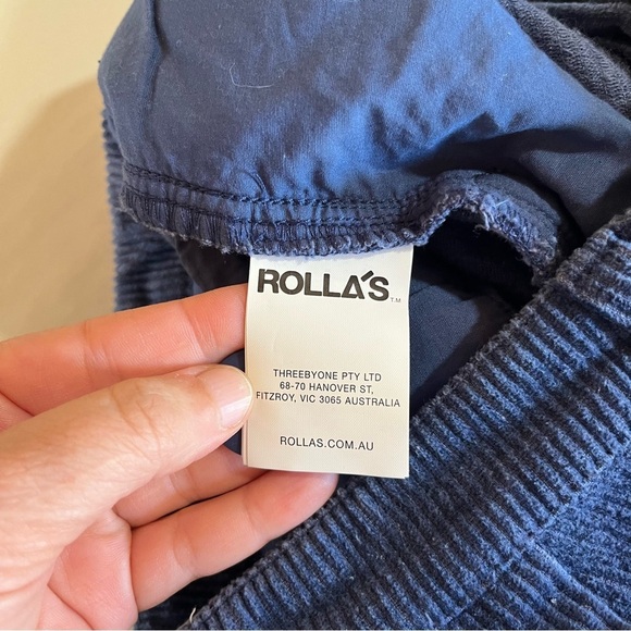 ROLLA'S Women’s Pleated Deep Blue Corduroy Pants Straight Leg High Waist - Picture 9 of 13